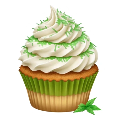 Toasted Shredded coconut cupcake with white frosting dusted with green sugar  sticker