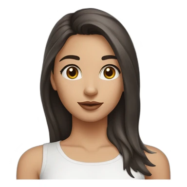 Girl, 25 years old, dark brown hair with wolf cut, brown eyes, medium nose, medium lips sticker