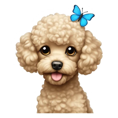 Blonde Toy poodle with blue butterfly  sticker