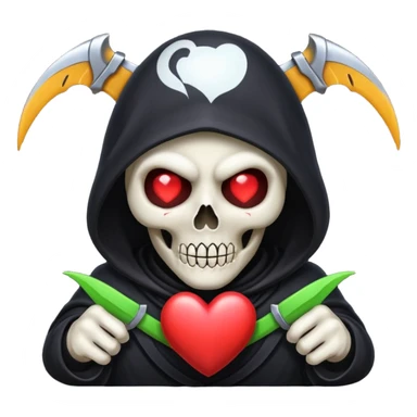 cute reaper with heart eyes face sticker