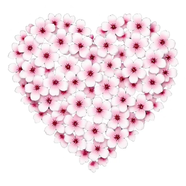 halloween sakura heart, heart made of white sakura petals with pink accents sticker