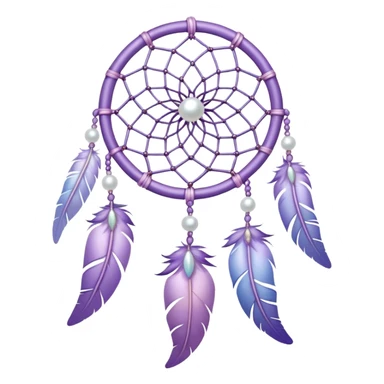 Iridescent Pastel Violet lavender dreamcatcher, white bead pearls  sticker
