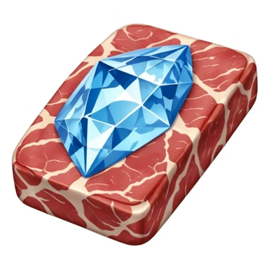 Meat with diamond textur and blue color sticker