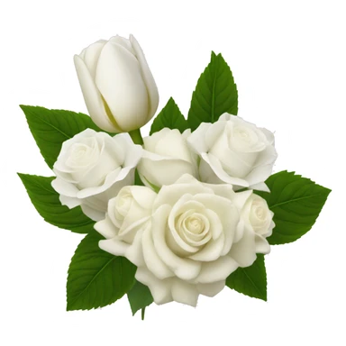 White hydrangea white roses and white tulip bouquet  sticker