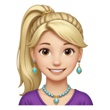 smiling girl with jewelry ponytail  sticker