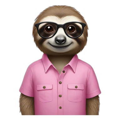 A sloth wearing glasses and pink shirt sticker