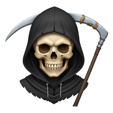 zoomed black hood skull big scythe sticker