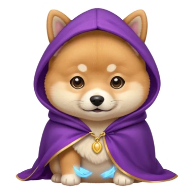 baby shiba dog, in magic purple cloak sticker
