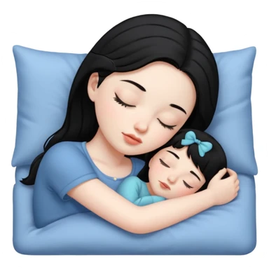 Sleeping black haired girl no baby sticker