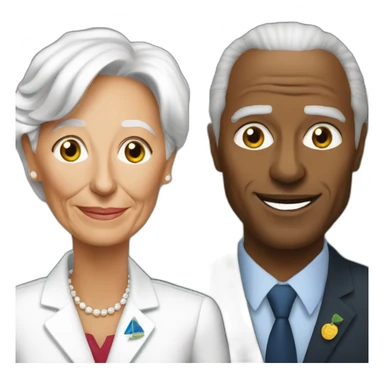 christine lagarde with jerome powel sticker