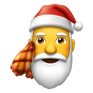 Santa wearing Panasonic hat and BBQ-ing chicken wing sticker