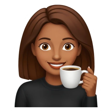 Mulher morena tomando café  sticker