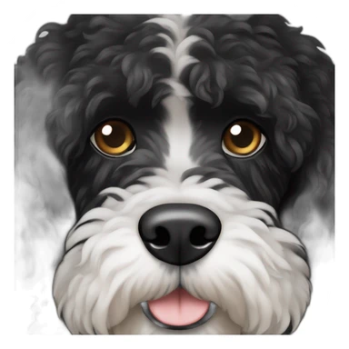 black face Portuguese water dog with white chin and chest sticker