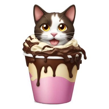 Chocolate sundae with calico cat sticker