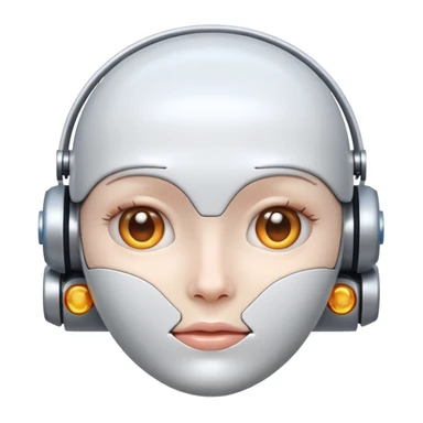 simple face with digital or robotic features, AI emoji, apple style sticker