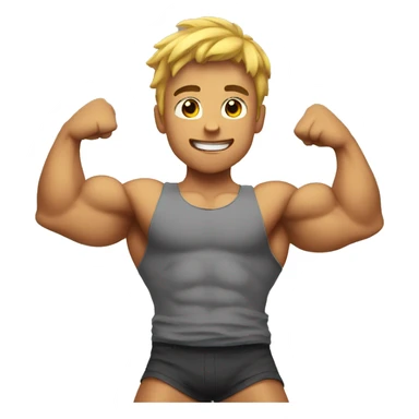 muscular boy flexing  sticker
