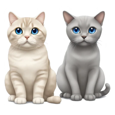 Grey Scottish fold sitting together with beige cat with blue eyes  sticker