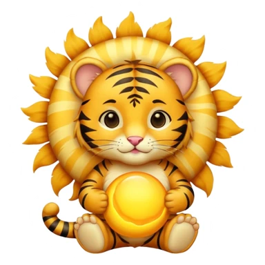 Baby Gold tiger holding a sun ☀️🐯 sticker