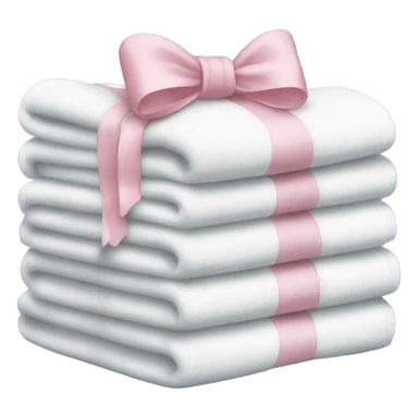 stack of white towels with a light pink bow on top sticker