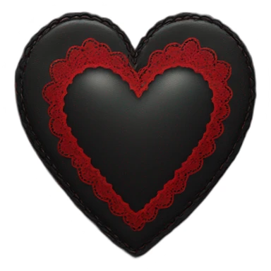 Black leather heart with red lace border sticker