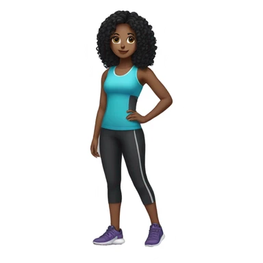 Girl with curly black hair gym outfit sticker