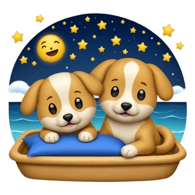 crea un emoji de buenas noches. Pon un texto : Buenas noches Javier y Tobi. Javier es una imagen de profesor y Tobi q sea imagen de un perro sticker