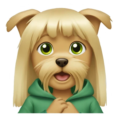 Yorkshire Terrier in the arms of a girl with blond hair and green eyes sticker