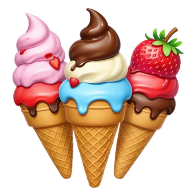 3 scoops ice cream cone sticker
