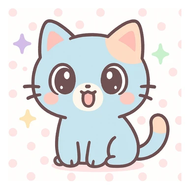a cute cat with sparkles around, mouth open in awe, kawaii style sticker