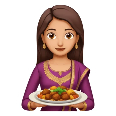 make an indian mom holding a plate of dinner wearing a salwar kameez  sticker