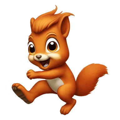 little jumping orange burnt squirrel sticker