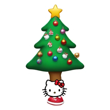 christmas tree with hello kitty ornaments sticker