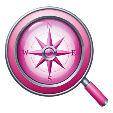 mix light pink dark pink and white girly internet compass logo with a small magnifying glass sticker