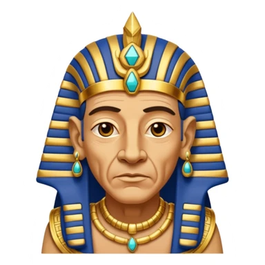 An aging pharaoh with deep wrinkles, elaborate gold jewelry, and a wise commanding gaze.
 sticker