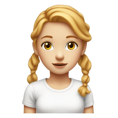Strawberry blonde girl in white t shirt with central heterochromia eyes sticker