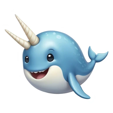 Cinematic Comical Narwhal Portrait Emoji, Head tilted dramatically with an exaggeratedly amused expression, featuring a sleek, elegantly streamlined body with a prominently spiraled ivory tusk and wide, comically expressive eyes full of playful disbelief, Simplified yet hilariously expressive features, highly detailed, glowing with a slightly sassy arctic glow, high shine, dramatic yet playful, stylized with an air of quirky marine mischief, soft glowing outline, capturing the essence of a meme-worthy narwhal that looks ready to side-eye its way into viral fame! sticker