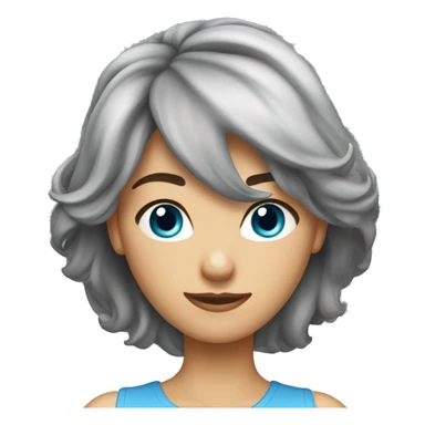 femme 40 a aux yeux bleus avec les cheveux mi-long gris cheveux attachs sticker