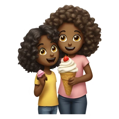 Dog eating ice cream with a little black girl with curly hair sticker