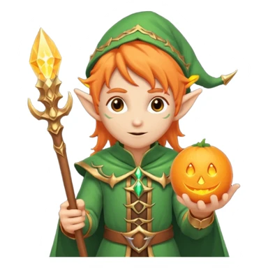 Orange Haired Elf, Mage elf with glowing orange staff sticker