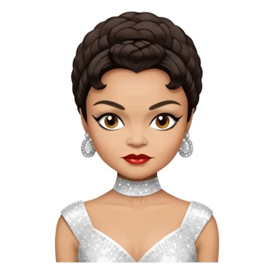 Eartha Kitt with dark brown hair, white sequin outfit sticker