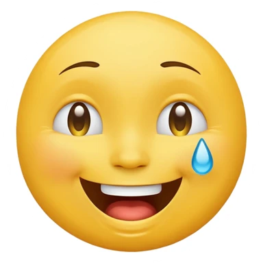Emoji, yellow round laughing tilted head face with tears of fun sticker