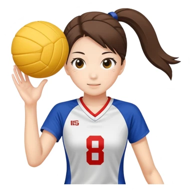 Japanese high school girl in sports uniform playing volleyball sticker