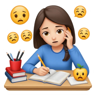 a girl stressing out studying  sticker