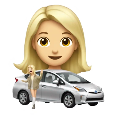 Blonde girl opening a silver Prius sticker