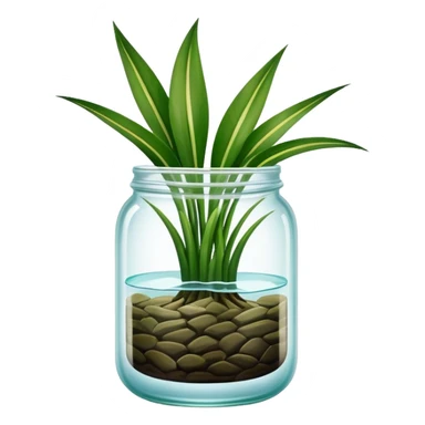 Snake plant with only straight up leaves in a glass jar with water sticker