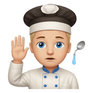 Chef saluting while crying blue eyes sticker