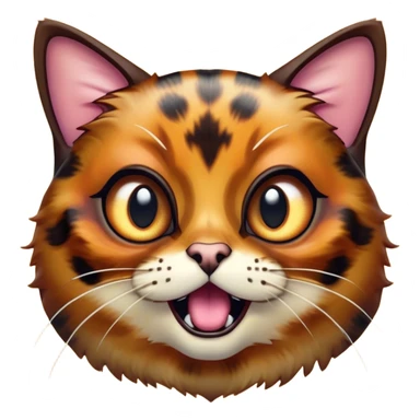 Cinematic Comical Tortoiseshell Cat Portrait Emoji, Head cocked dramatically with an over-the-top shocked expression, featuring a rich mottled fur of browns and blacks and wide, comically animated eyes full of playful disbelief, simplified yet hilariously detailed, glowing with a bold, sassy radiance, high shine, exuding a mischievous and spirited charm, styled with a soft glowing outline, capturing the essence of a tortoiseshell cat that appears ready to burst into comical antics! sticker