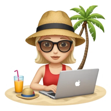 person am laptop und im hintergrund einen strand. bitte neutralen menschen, also keine frau und keinen mann sticker