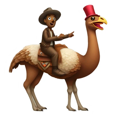 turkey riding a llama sticker