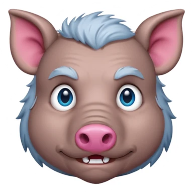 boar face, blue eyes, pink nose sticker